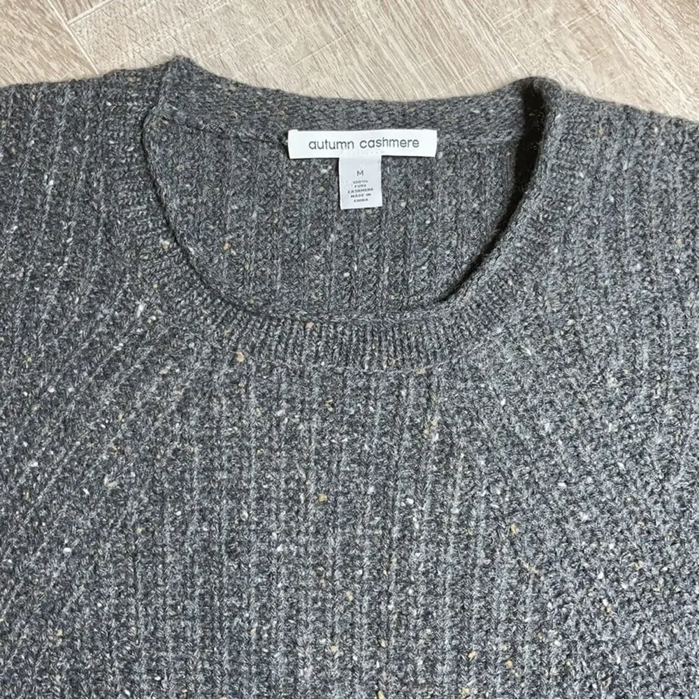 AUTUMN CASHMERE Gray Crewneck Zipper Detail Sweater